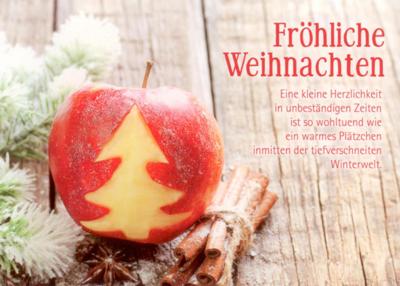 GWBI Fröhliche Weihnachten / Apfel - Weihnachtswünsche Postkarte